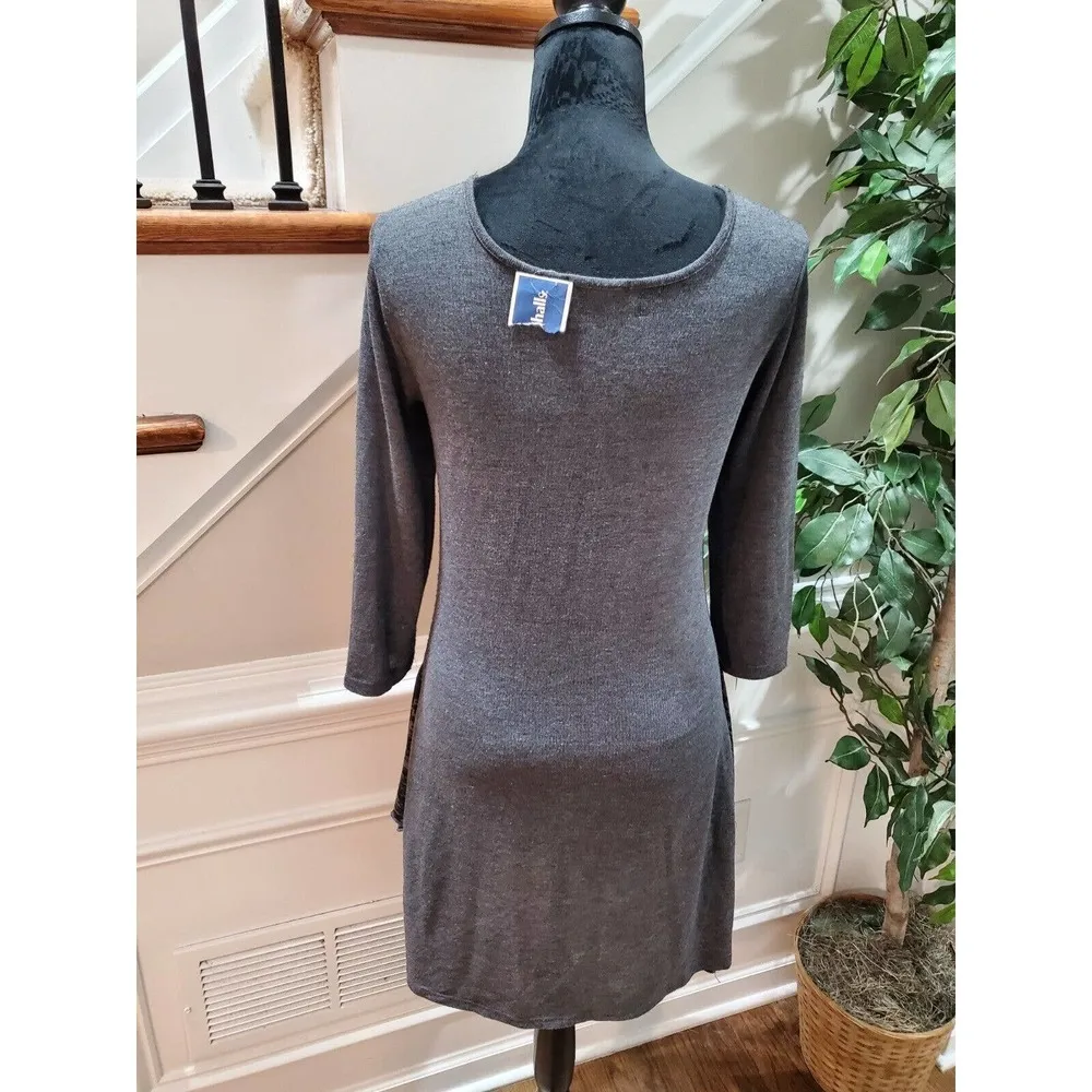Fave Women Gray Long Sleeve Scoop Neck Knee Length Sweater Dress Size XL - Image 9
