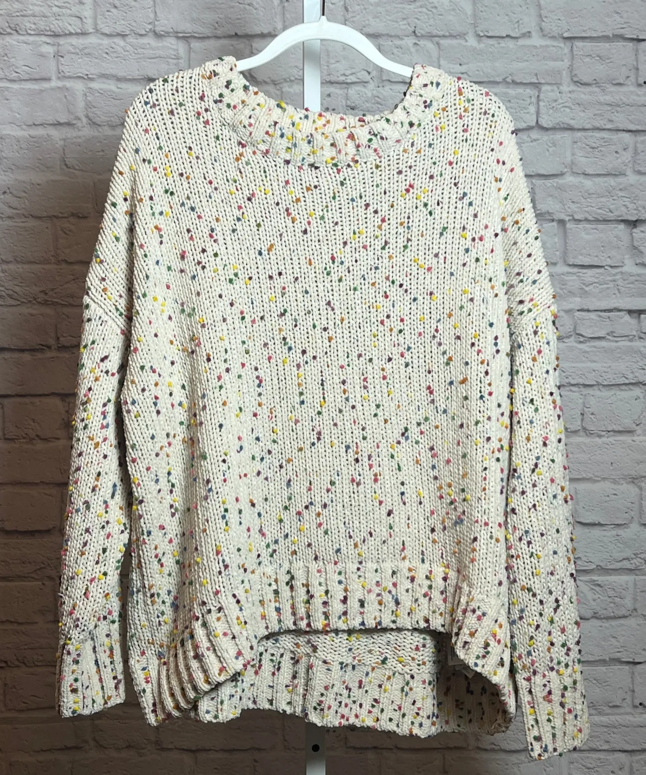 Seven7 Cream Confetti Knit Sweater Pullover Classic Cottagecore Women's Plus XXL - Image 1