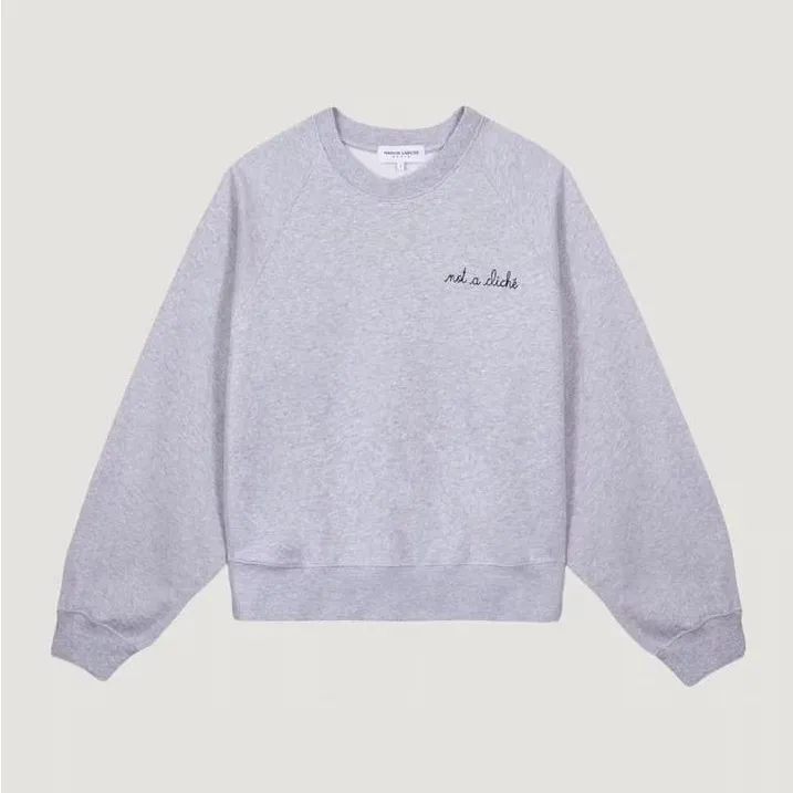 Maison Labiche “Not‎ a Cliché” Crewneck Organic Cotton Sweatshirt Size XS Gray - Image 9