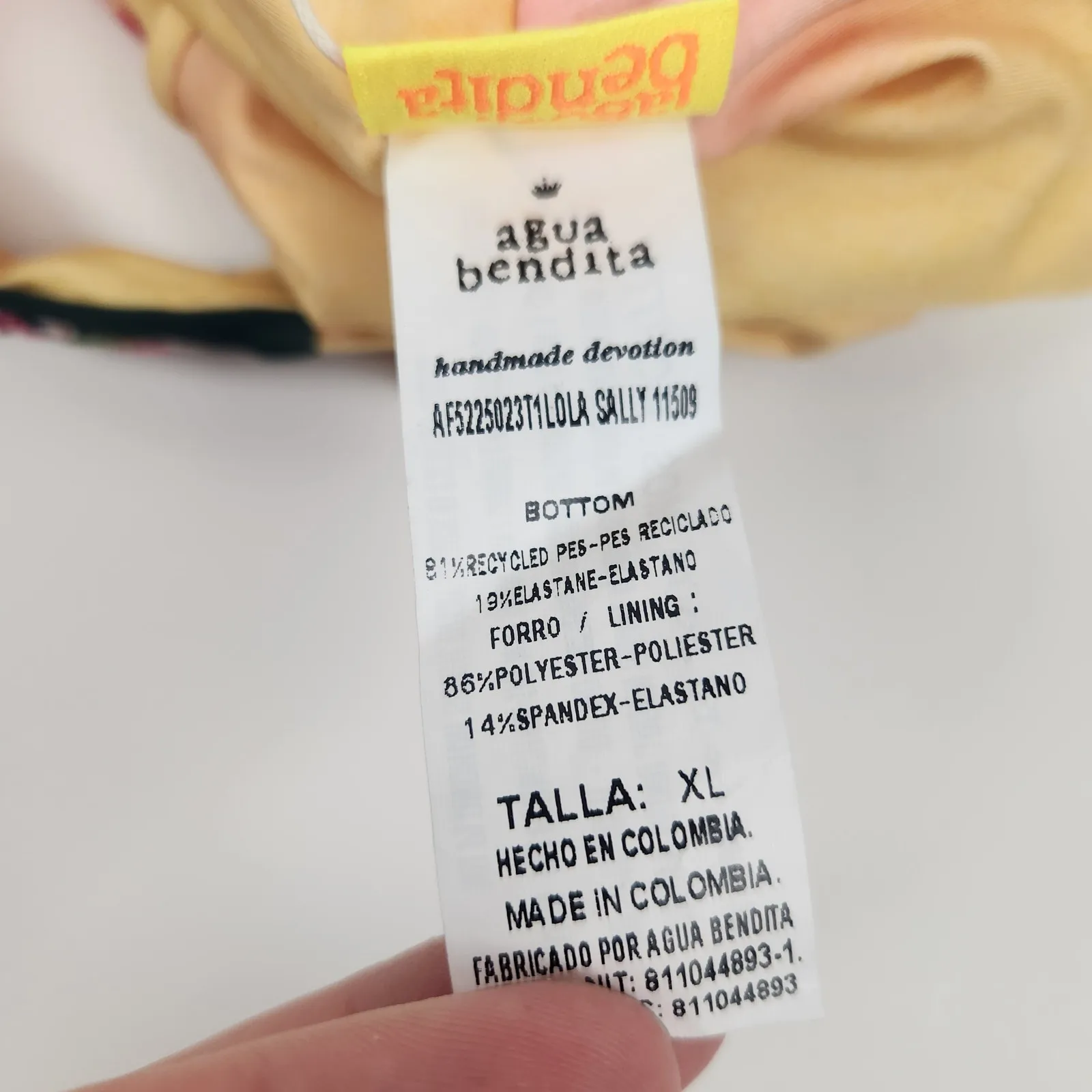 Agua Bendita Lola Bikini Bottom in Sally Yellow Floral Print Size XL NWT Cheeky - Image 6