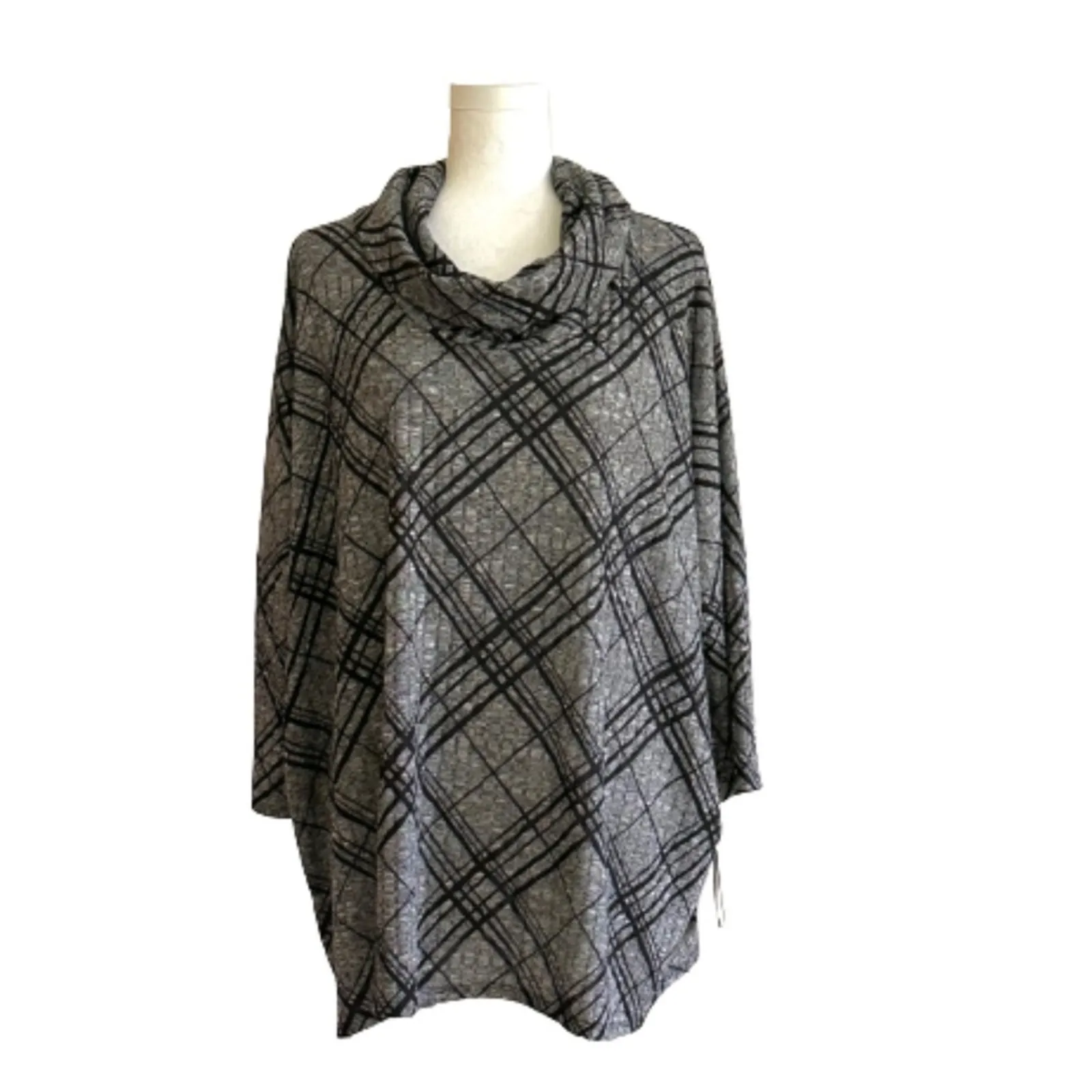 I.N. Studio Sweater Tunic Top Black Gray Cowl Neck 3/4 Sleeve Oversized XL NEW - Image 12