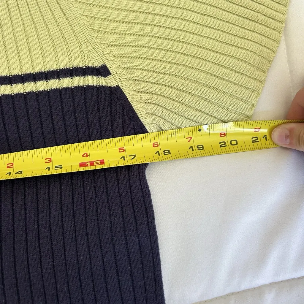 Vintage Y2K 90s Womens Large Blue Green Cable Ribbed Round Neck T Shirt Sweater - Image 5