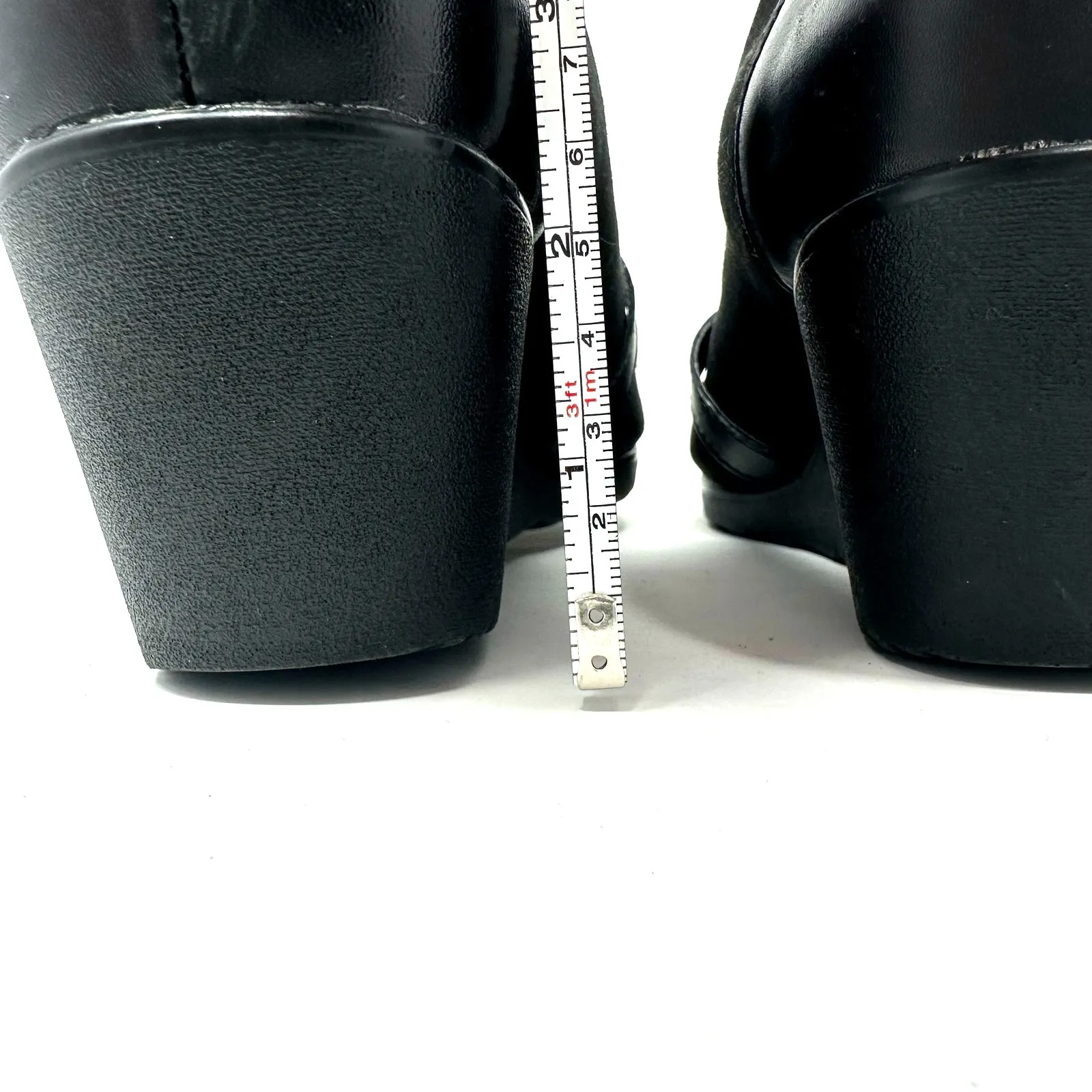 Munro Size 8.5 Shoes‎ Black 2" Wedge Heel Leather Buckle Formal Business Work - Image 5