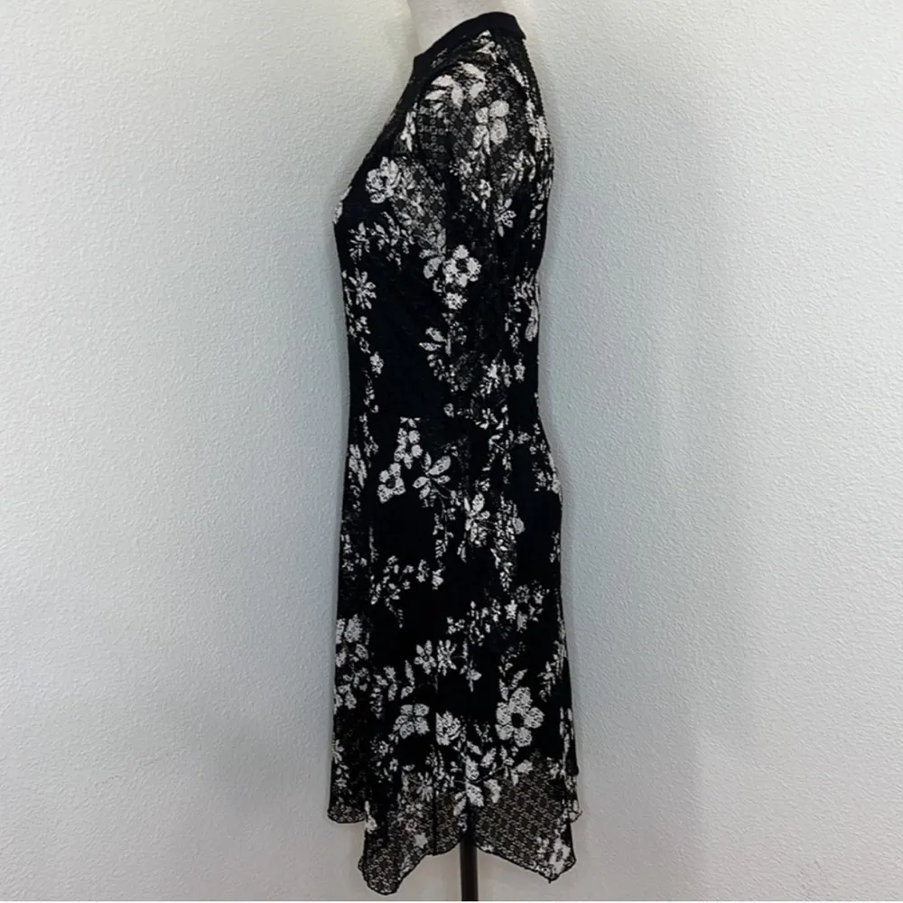 See By Chloé Lace Slip Midi Dress Semi-Sheer Long Sleeve Floral Pattern AOP sz L - Image 7