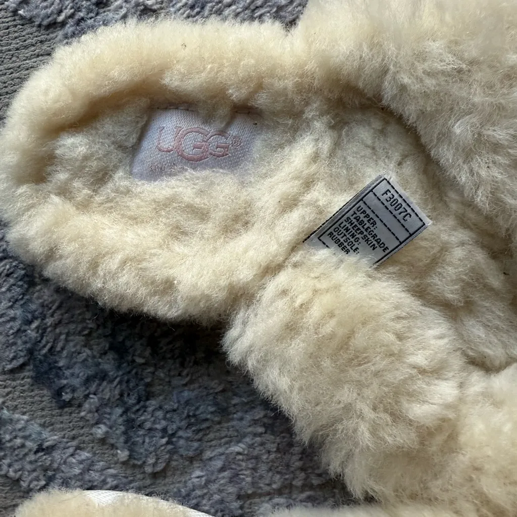 UGG  Cream Fuzzy Slippers - Image 3