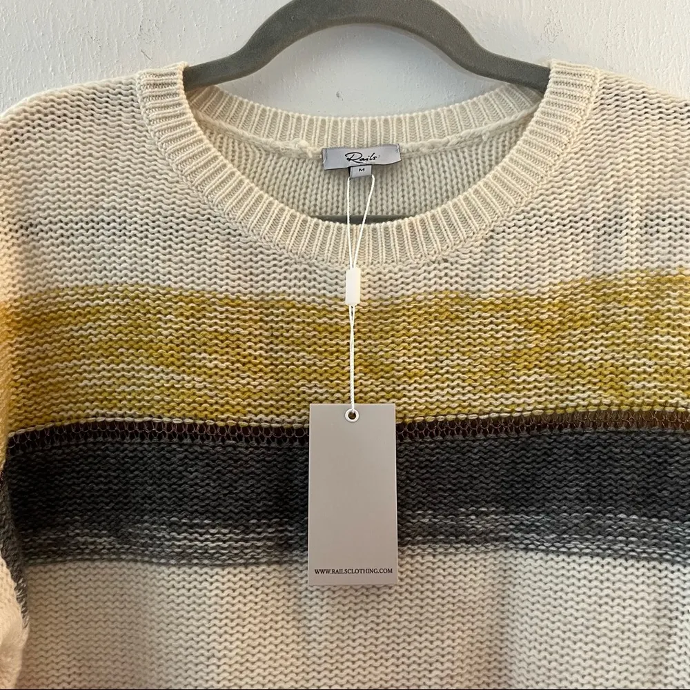 Rails Sweater Daphne Great Plains Striped Knit Crew Neck Sz M NWT Cashmere-Wool - Image 7