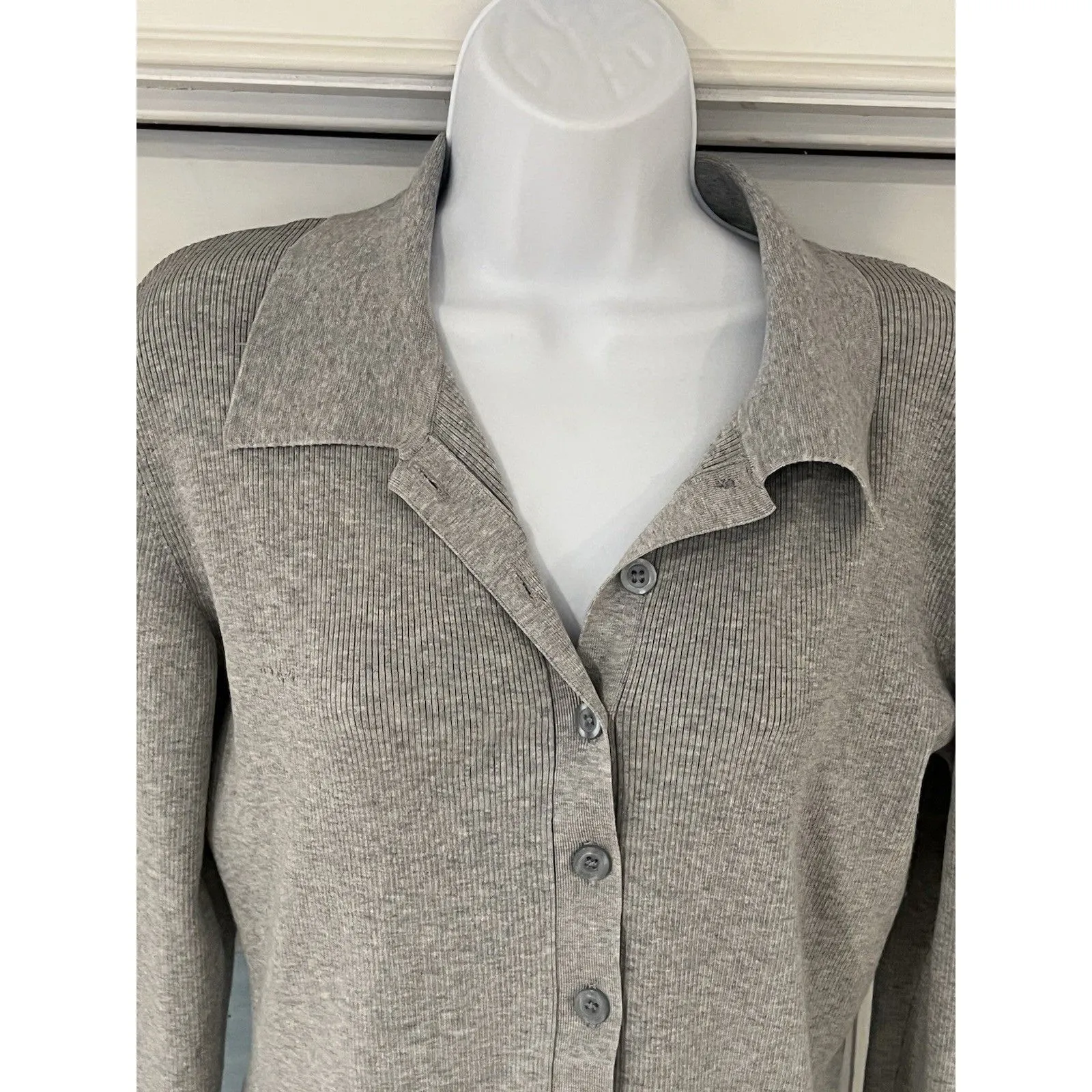 Michael Kors Grey Collared Polo Sweater Size Large - Image 10