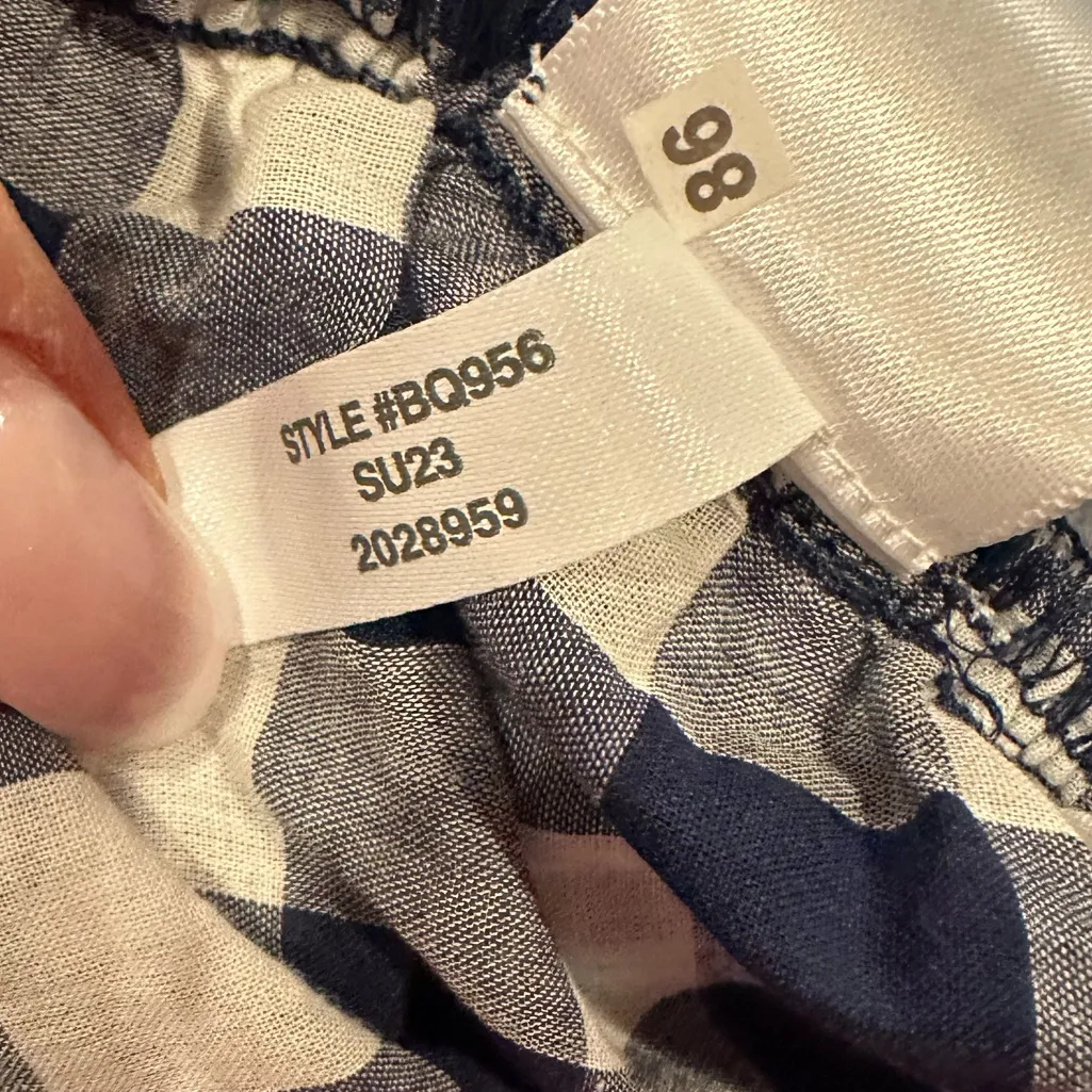 J. Crew Navy Blue Tie-Front Sarang White Plaid Skirt Halter Dress Size L - Image 6