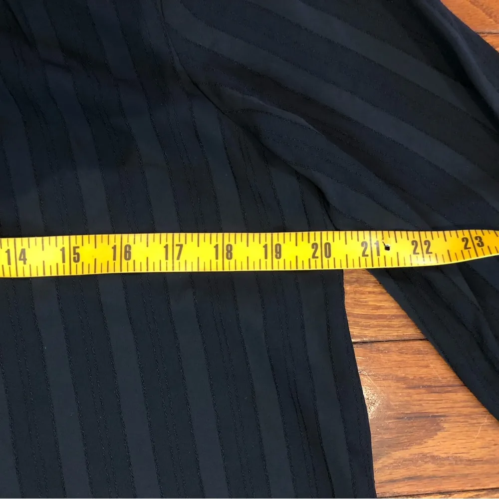 Black Pleated Blouse with Ruffle Trim Women's Small - Image 7