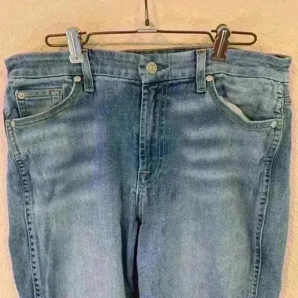 7 For All Man Kind Ankle Straight Jean Sz 31 high rise casual y2k medium wash - Image 3