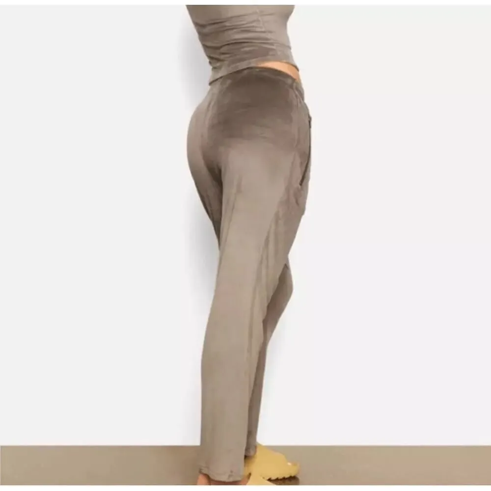 SKIMS Velour Sweat/Track Pants Gray Pull On Lounge Elastic Waist Size 4X - Image 3