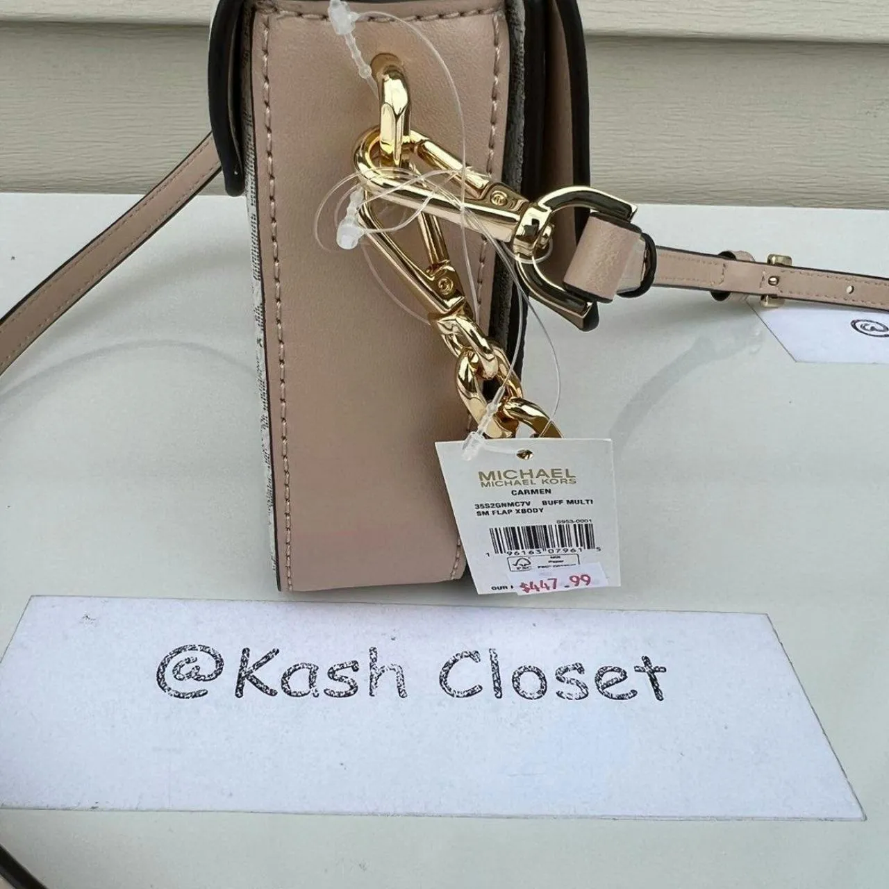 Michael Kors Buff Multi Carmen Crossbody Small Monogram Flap Purse - Image 5