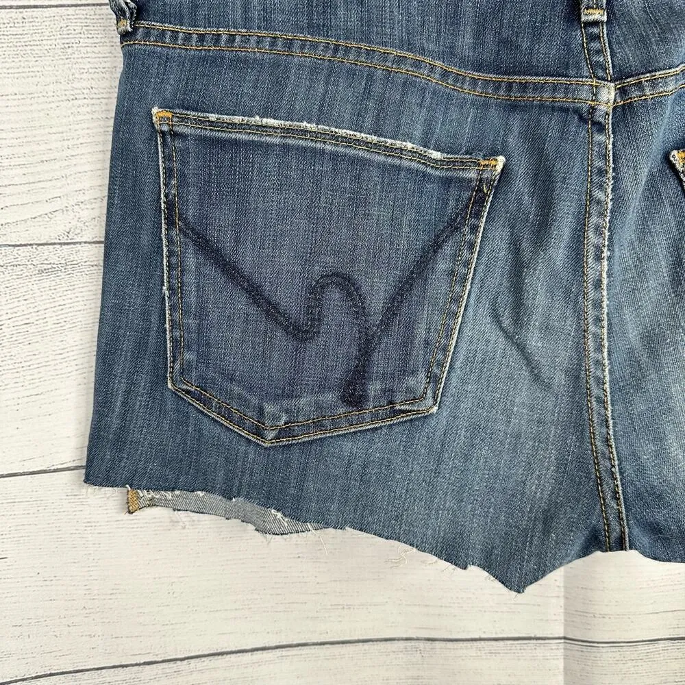 Citizens of Humanity Womens Cutoff Raw Hem Denim Jean Booty Shorts Size 31 - Image 7