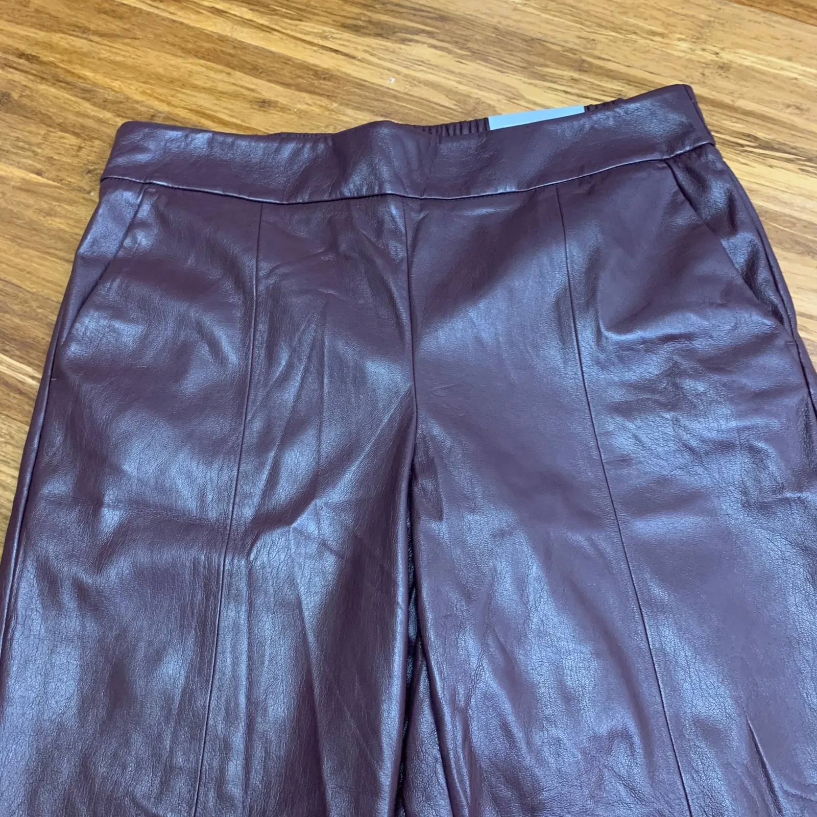 Chico's Faux Leather Crop Pants Cherry Brunette Straight Leg Women's Size 14 NWT - Image 2
