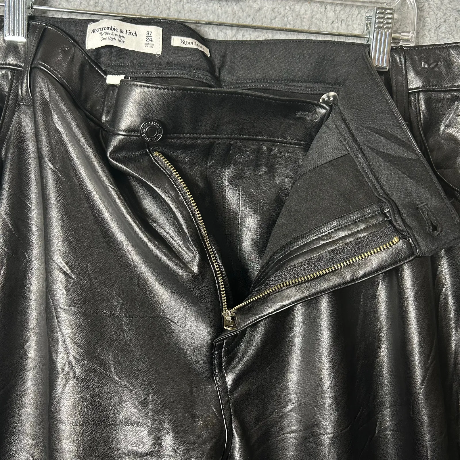 Abercrombie & Fitch Leather Pants Womens 24L '90s Straight Ultra High Rise NEW‎ - Image 9