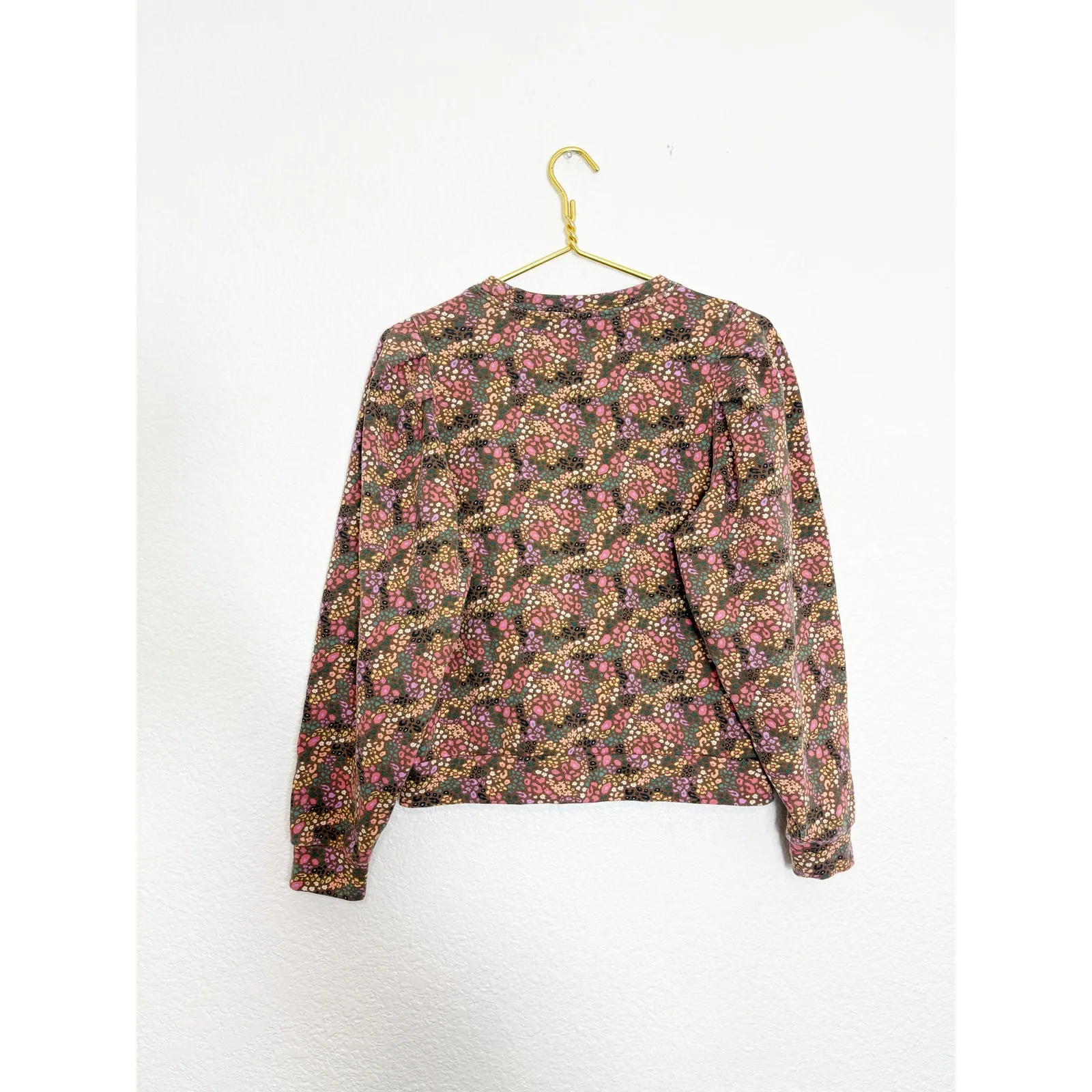 Marine Layer Enya Puff Sleeve Sweatshirt Size Small Brown Floral Coquette - Image 13