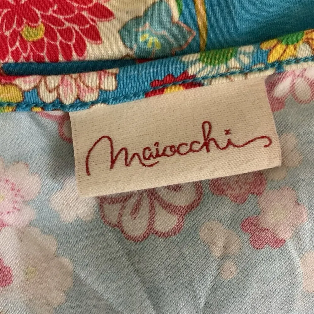 Maiocchi Floral Fit And‎ Flare Dress Cowl Neck Bamboo Spandex Size 14 - Image 4