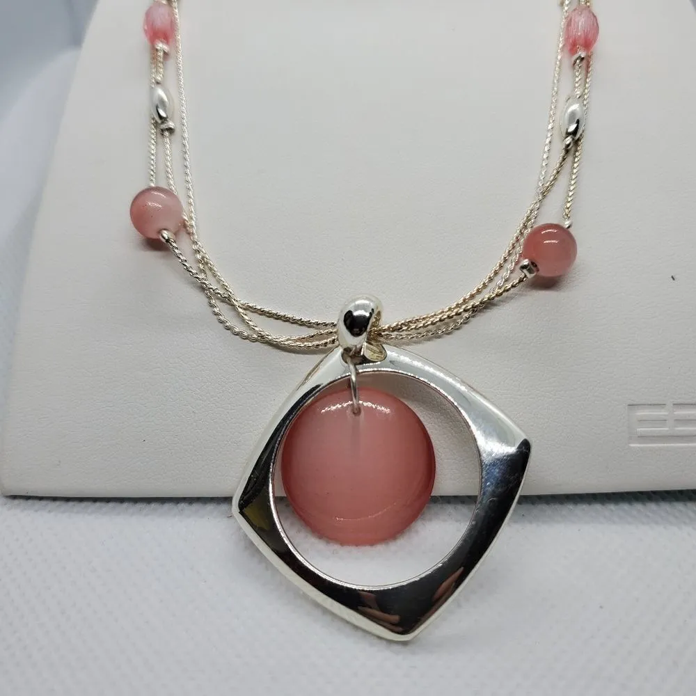 NWT Croft & Barrow Silver & Pink Necklace & Earrings - Image 2