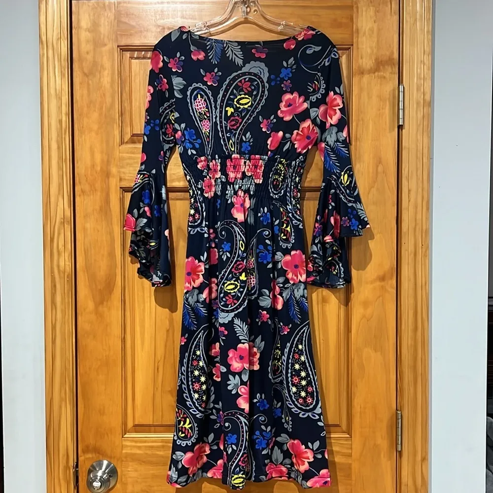 Magic Blue Floral Dress Women’s Size Small - Image 5