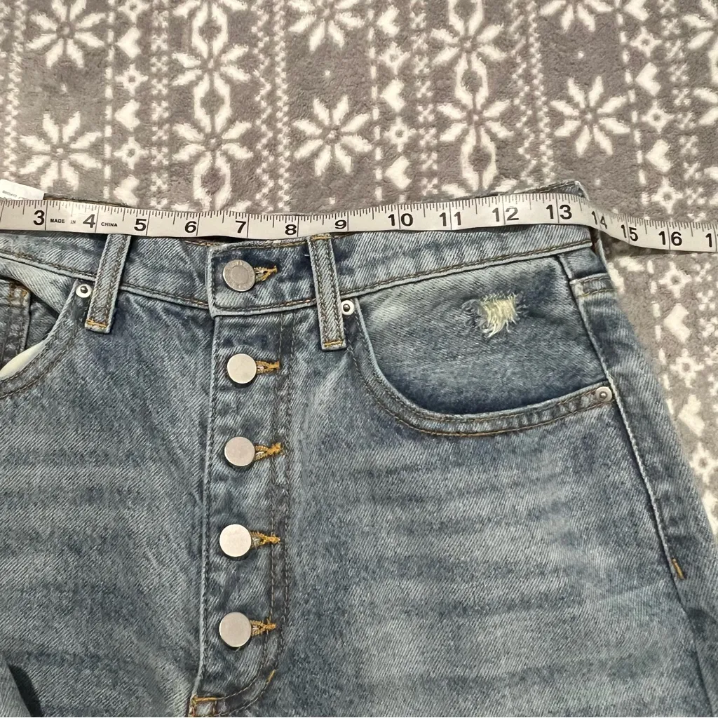 WeWoreWhat The Danielle Crystal Straight High Waist Jeans In‎ Blue Button Fly 27 - Image 12