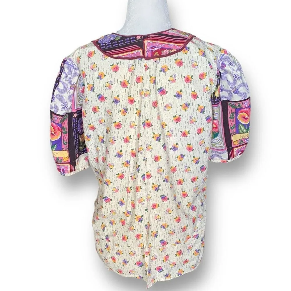 Vintage Handmade Square Dancing Skirt Set Purple Pansy Floral Printed Midi Purple Size XS - Image 12