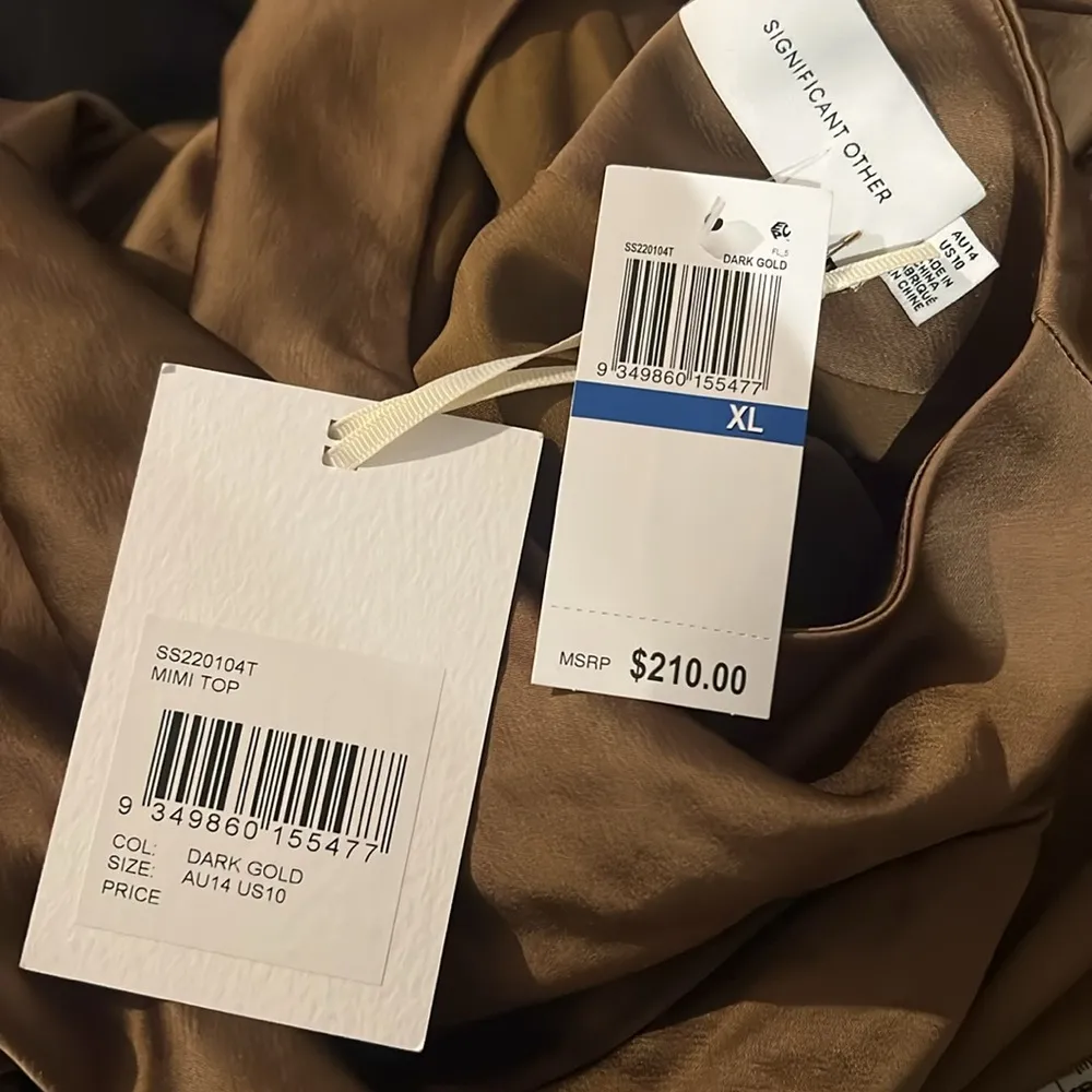 Significant Other Mini Cropped Cutout Top in Dark Gold, Size 10 NEW w/Tag $210 Gold - Image 6