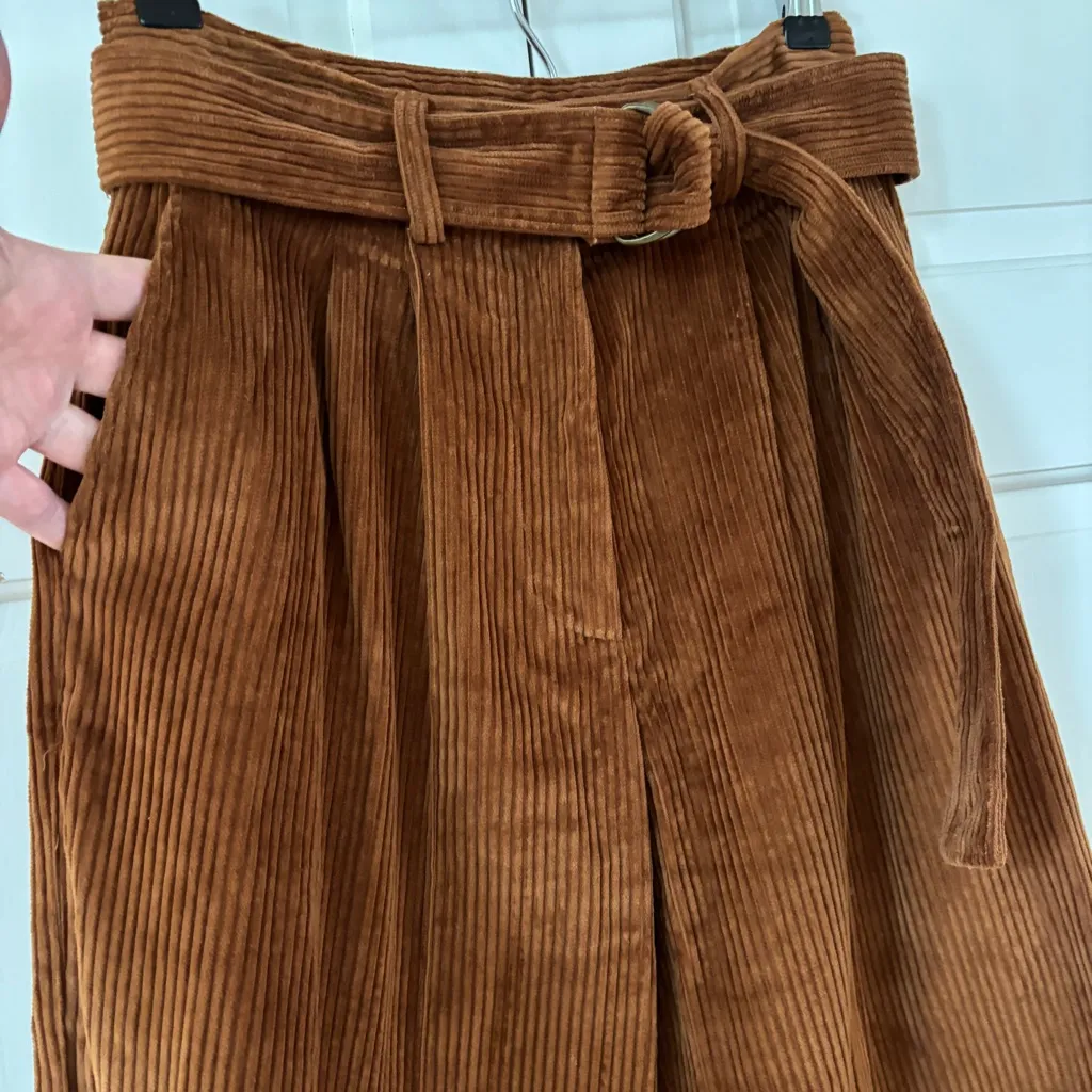 Ulla Johnson Nico Pant Umber Brown Velvet Corduroy Wide Leg Fall Pant Size 2 NEW - Image 6