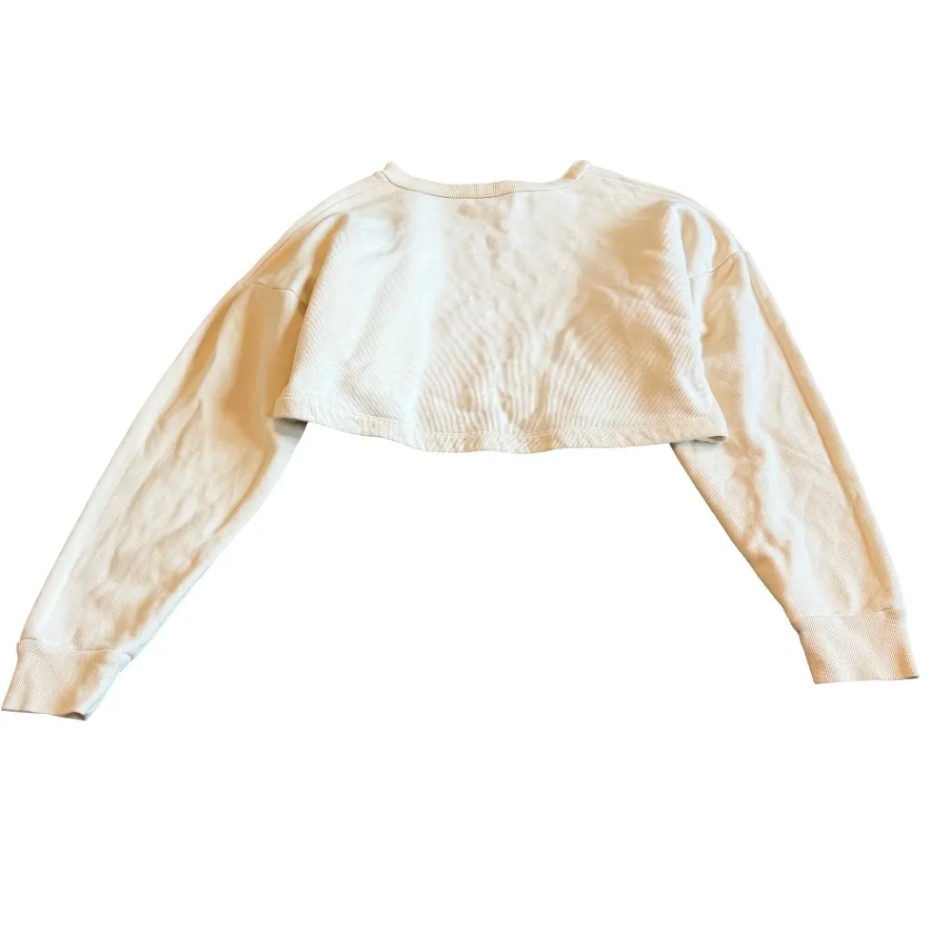 Reformation Cream Cropped Length Pullover Sweater Crew Neck Size Small Women's - Image 5
