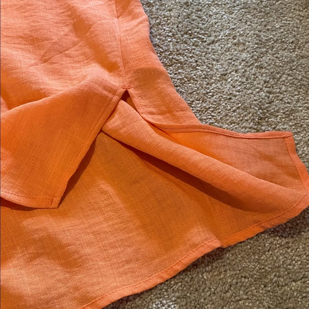 Ulla Popken Button Down Shirt Blouse Persimmon Sleeve Detail Size 28/30 Orange - Image 8