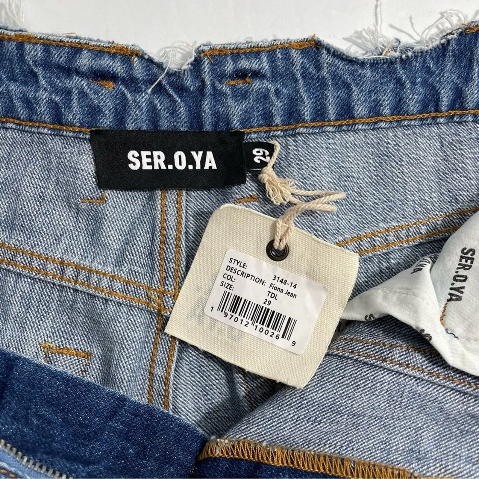 NWT SER.O.YA Fiona Low Rise Wide‎ Leg in Tidal Size 29 Destroyed Distressed Blue - Image 8