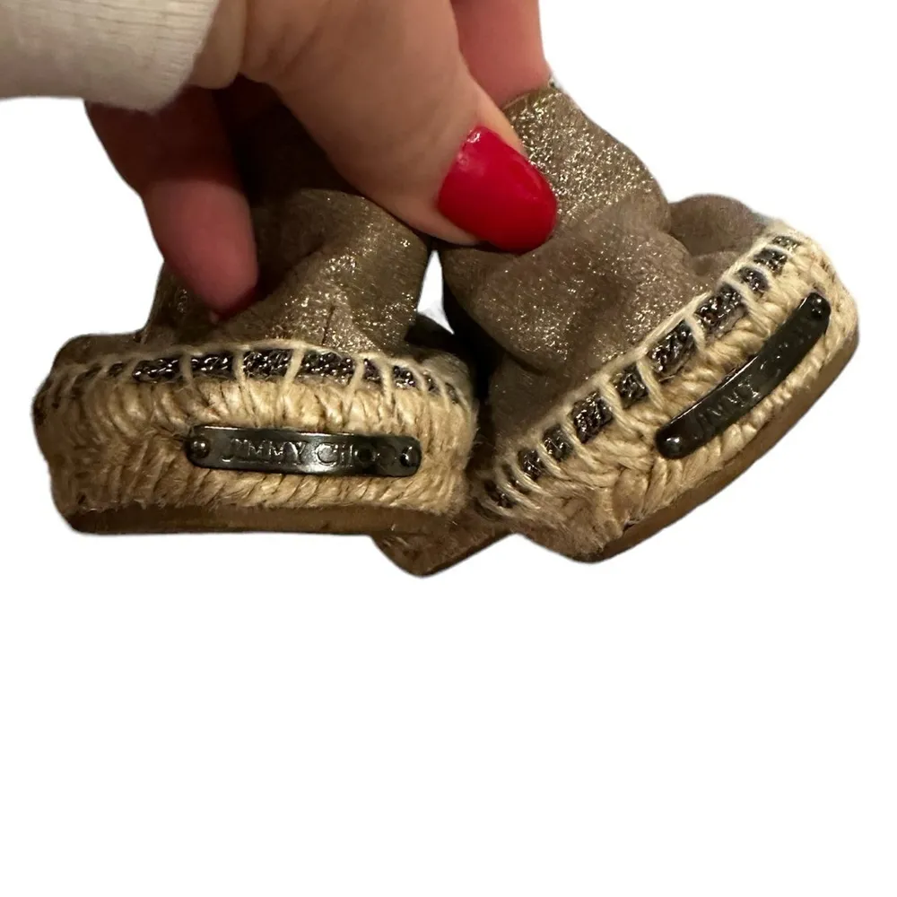 LIKE NEW! JIMMY CHOO DEENA METALLIC MERMAID SHIMMER ESPADRILLE FLATS 38 - Image 6