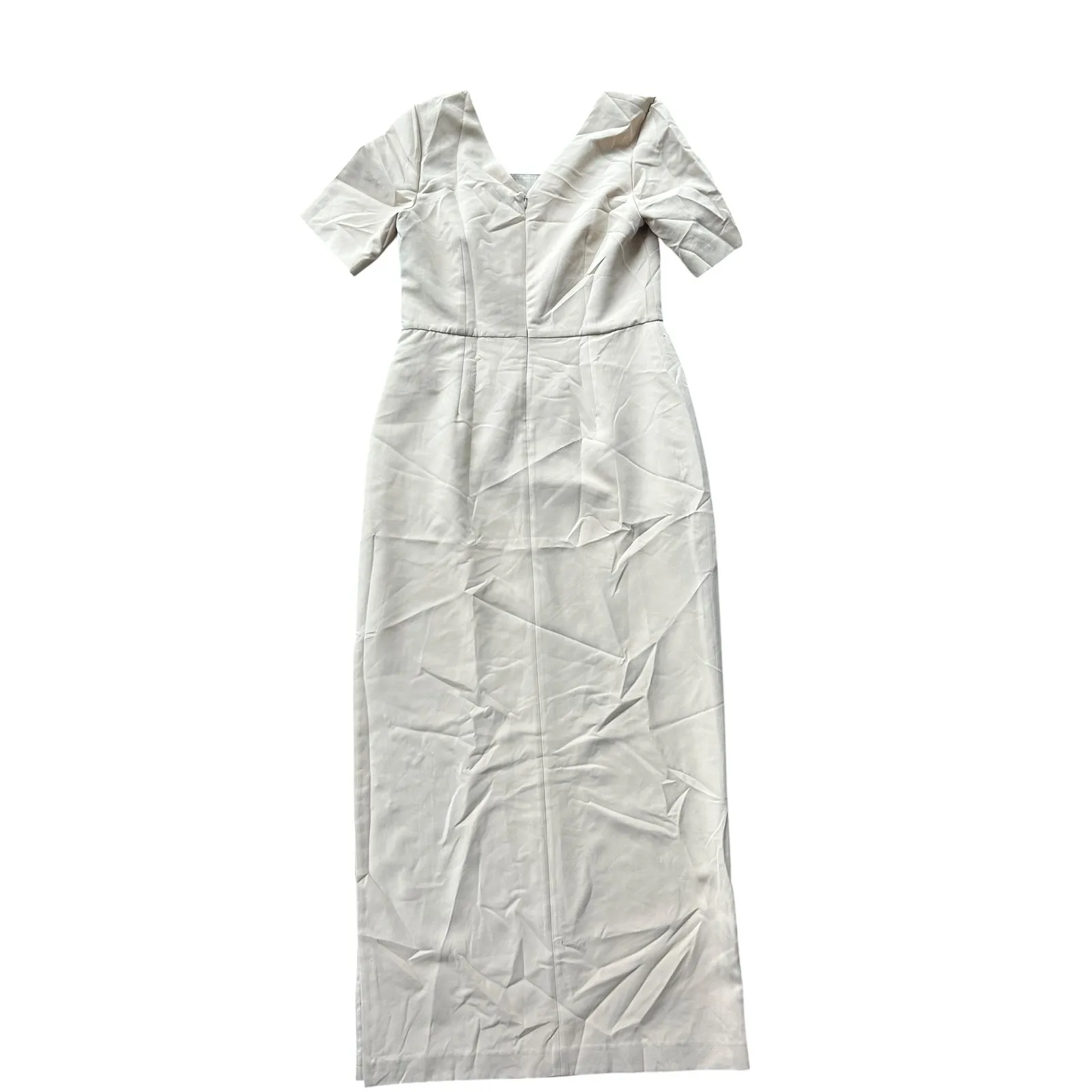 JS Collection Ashley Draped Column Gown Champagne Beaded Formal Dress Sz 12 NWT Gold - Image 16