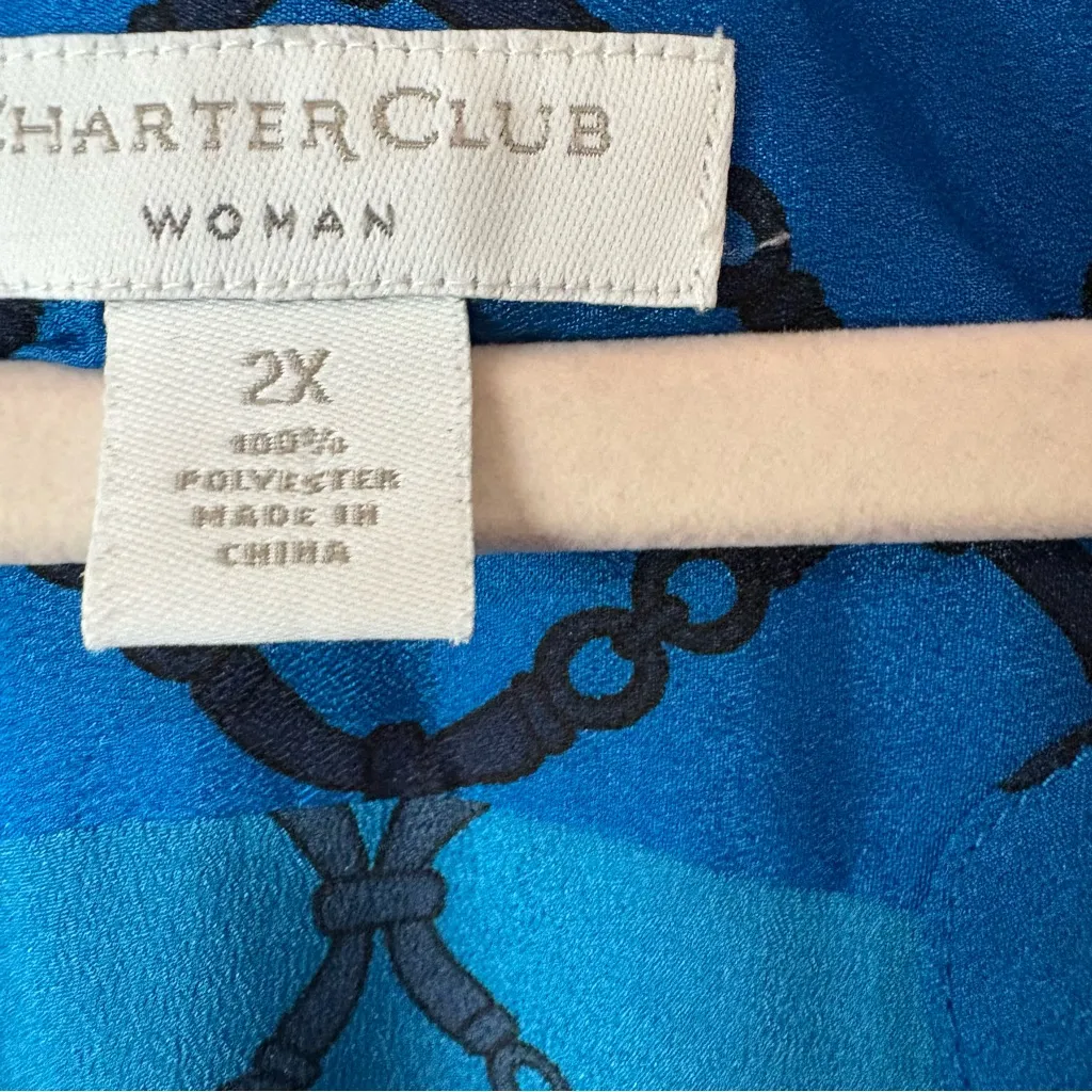 Charter Club Vibrant Blue  Polyester Top - Image 3