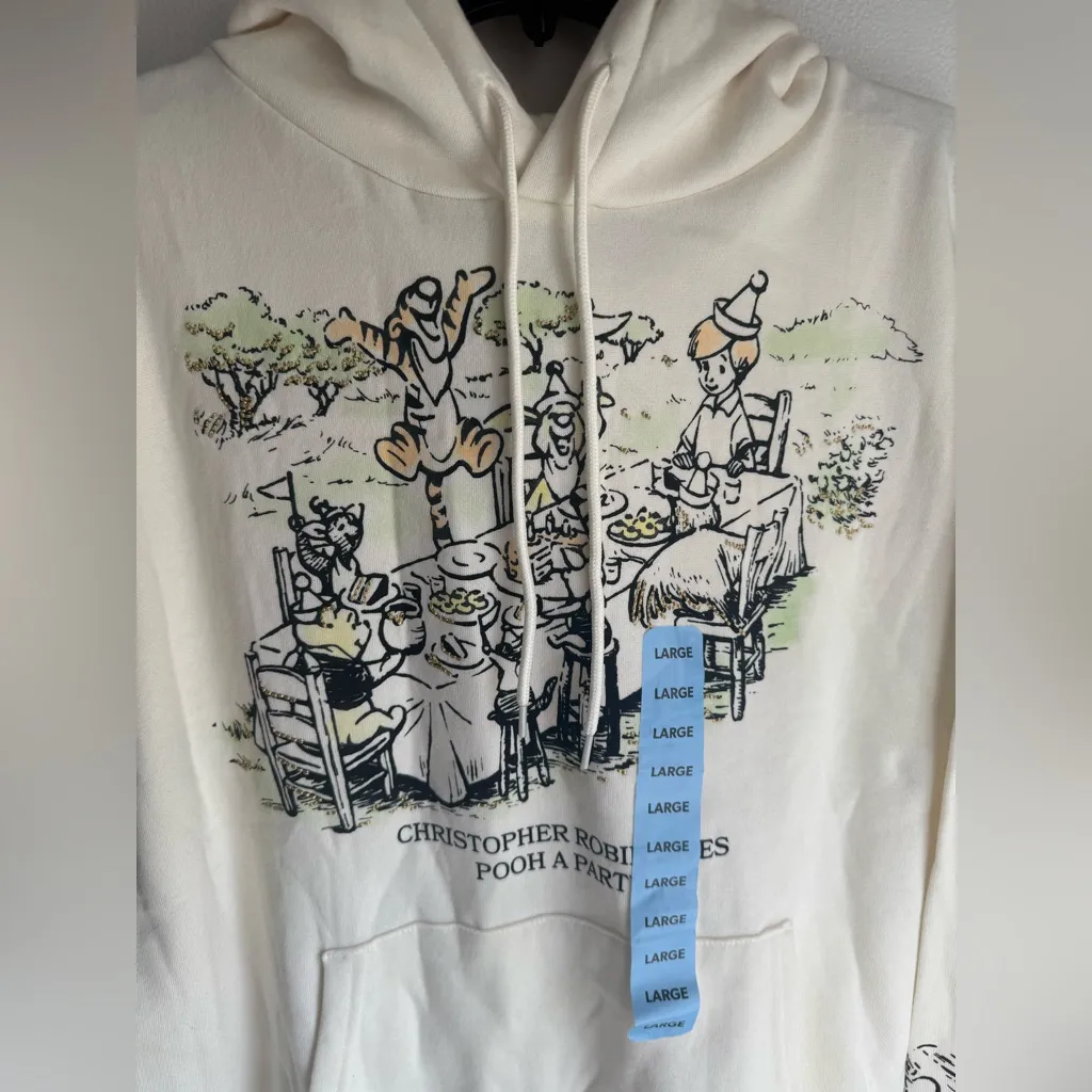 NWT Disney Winnie The Pooh Party Off White Hoodies - Image 3