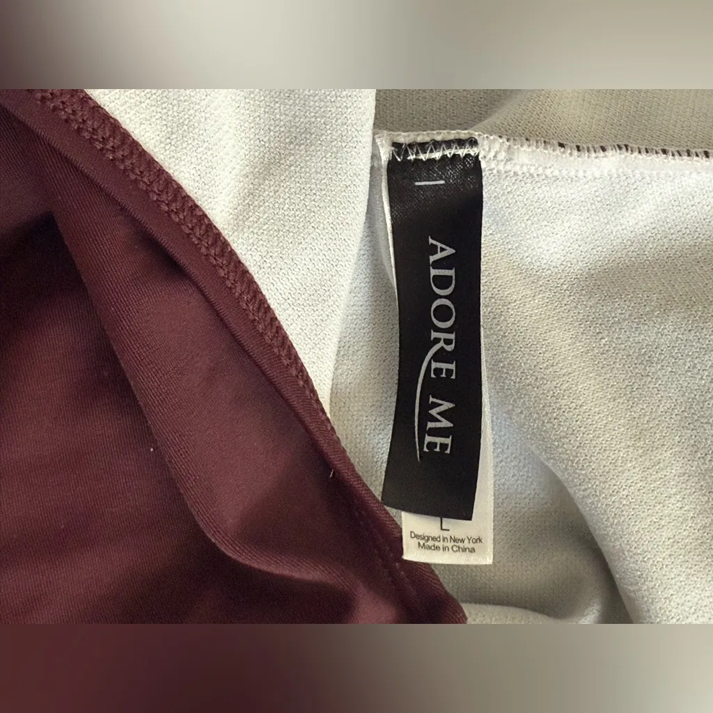 Adore Me  Burgundy and White Swimsuit - Image 6