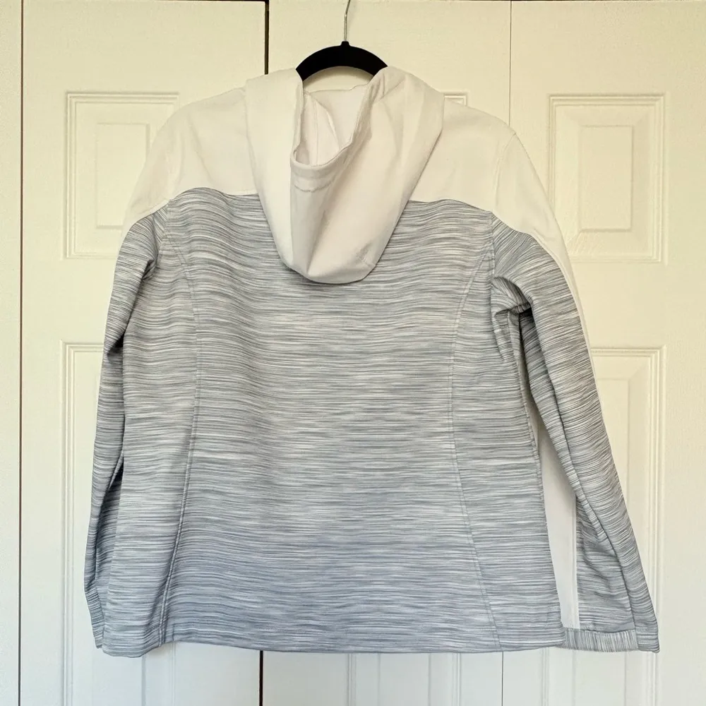 FreeTech Softshell Hoodie Jacket Vest Size Large White Gray Full Zip Fleece - Image 3