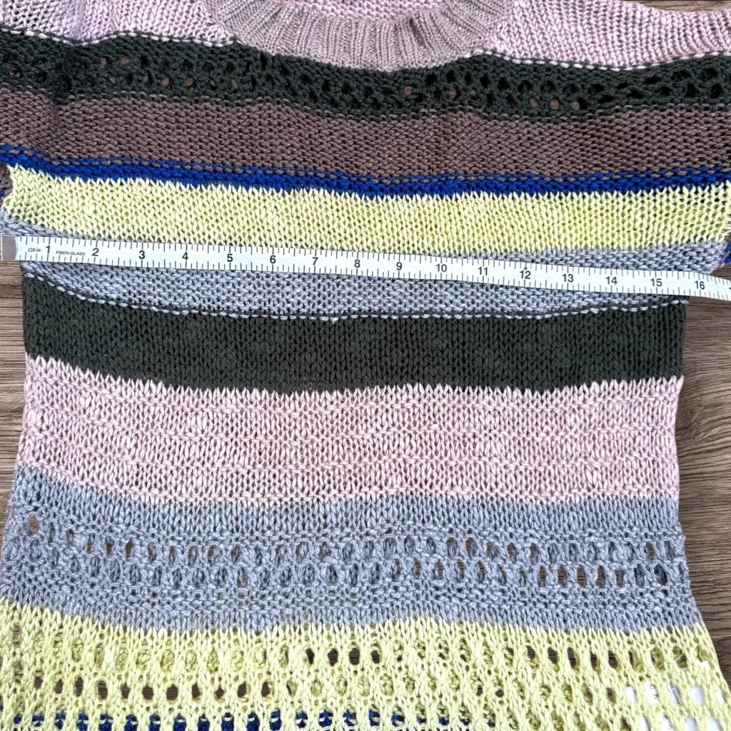 HARLYN Anthropologie Stitched & Striped Pullover Sweater Boho Festival Knit S - Image 10