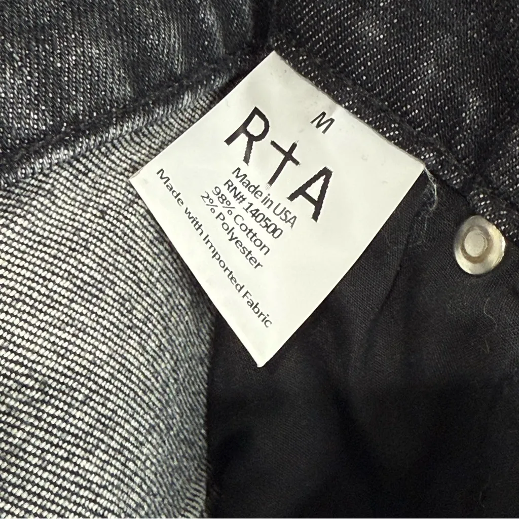 RTA Dexter Half Belt High Rise Straight Leg Jeans in Studio Black Size M (6) - Image 10