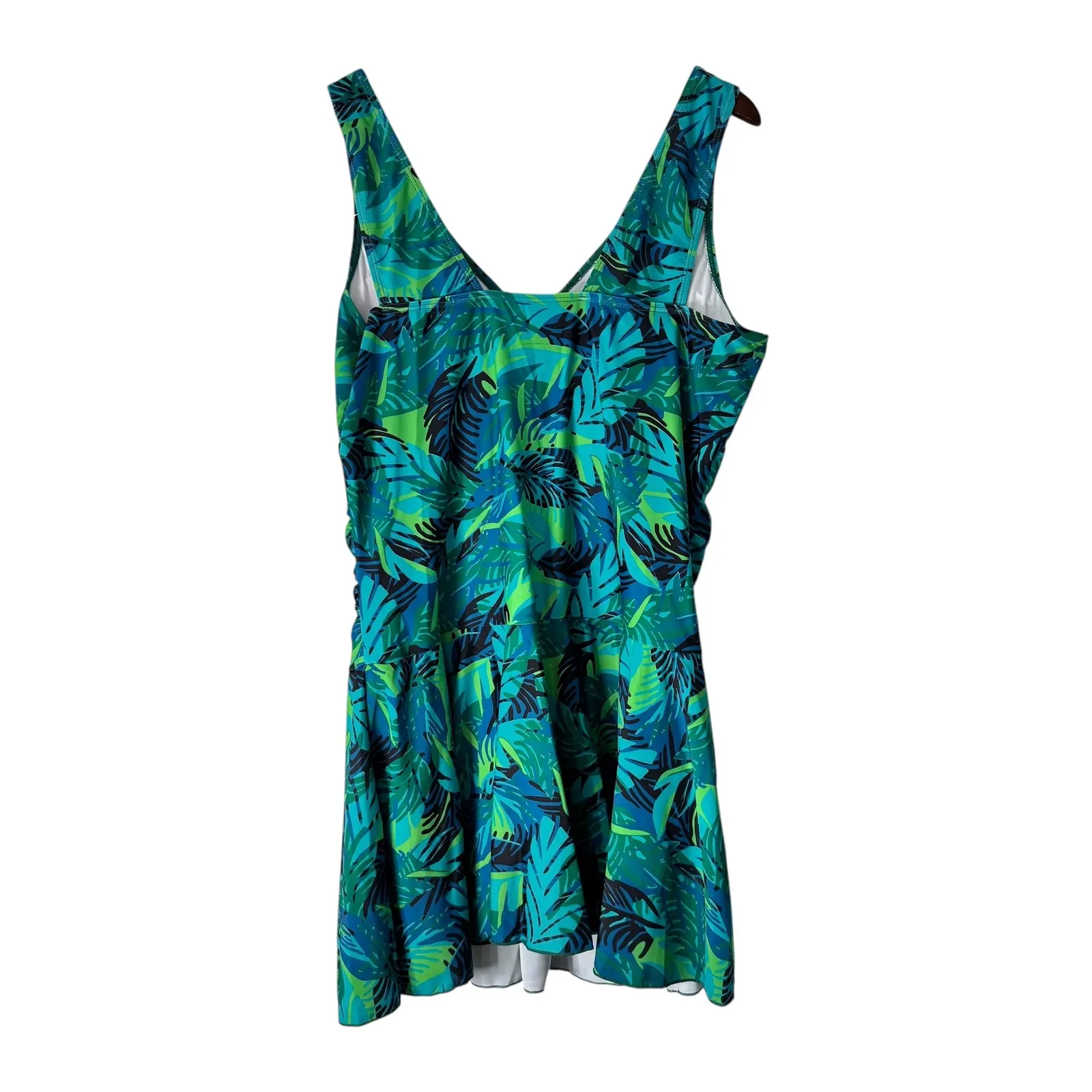 Summer Mae 3XL Swim Dress One Piece Swimsuit Tropical Leaf Print Green Size undefined - Image 8