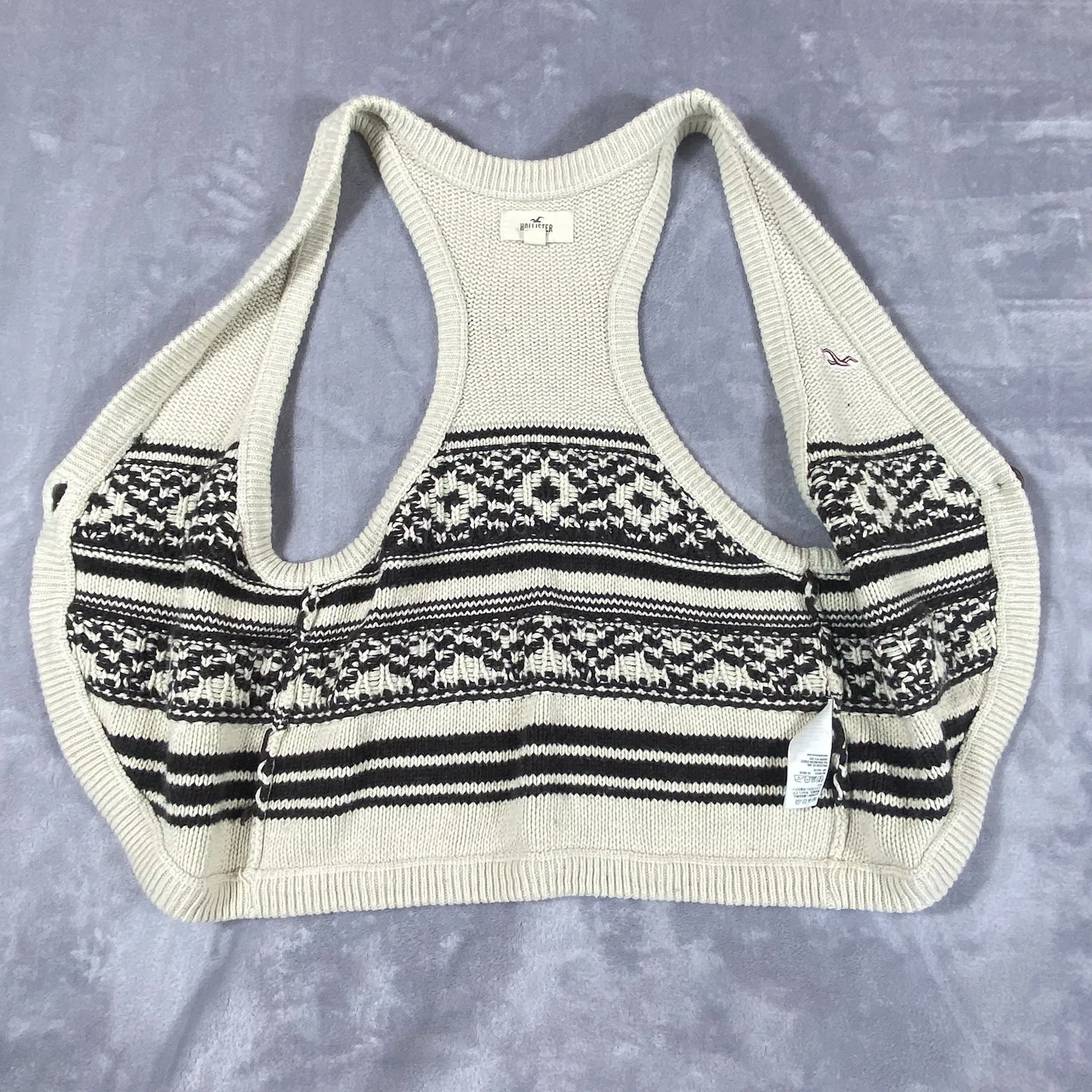 Hollister Women's Knitted Vest  Large Y2K  90's Aztec Logo‎ Button Soft Western - Image 8