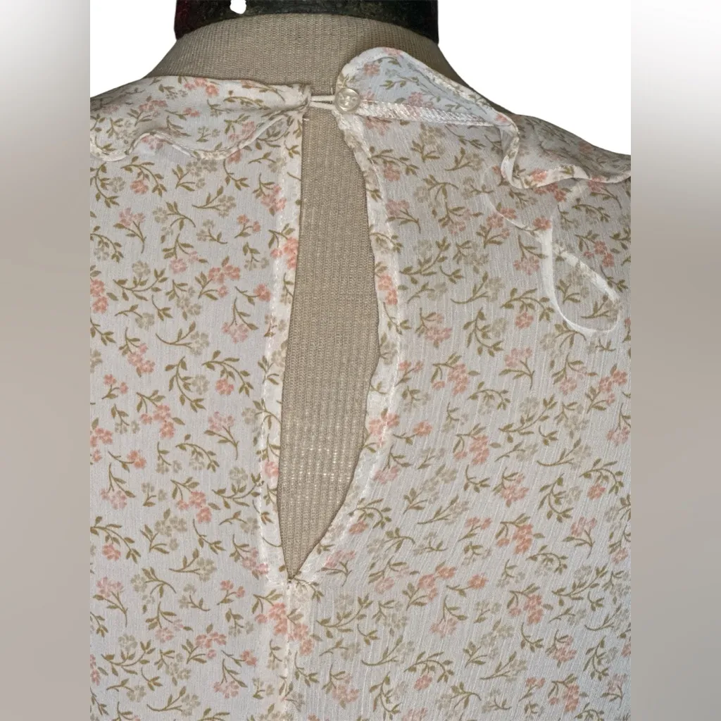 LOVE TREE Flowy Floral‎ Midi Dress Women’s Small Feminine Puff Sleeve Light Pink - Image 6