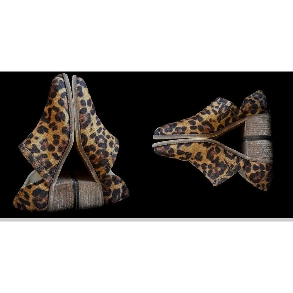 A Rider Girl Cheeta Ankle Boots Size 6 Slip On Ankle V Cut Stacked Leath… - Image 4