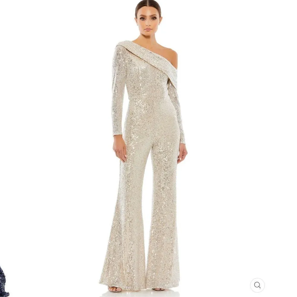 Mac Duggal 26596 SEQUINED DROP SHOULDER LONG SLEEVE JUMPSUIT - Image 3