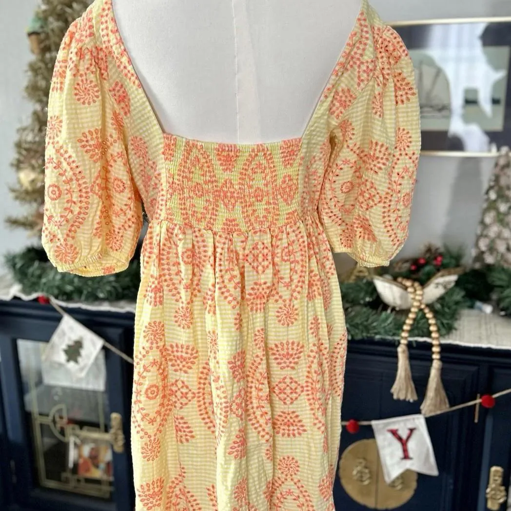 LILLY PULITZER SIZE 8 SARAFINA EYELET BABYDOLL DRESS *CALLA YELLOW* - Image 2