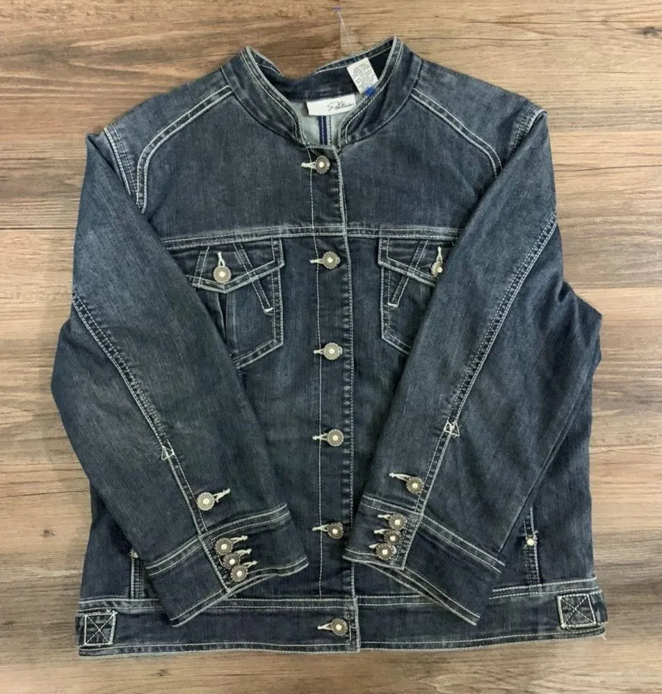 Platinum Rhinestone Jean Jacket - Image 7