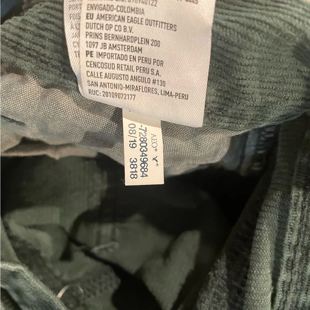 American Eagle Super Stretch Corduroy Mom Jean Denim Hunter Green 0 High Rise - Image 6