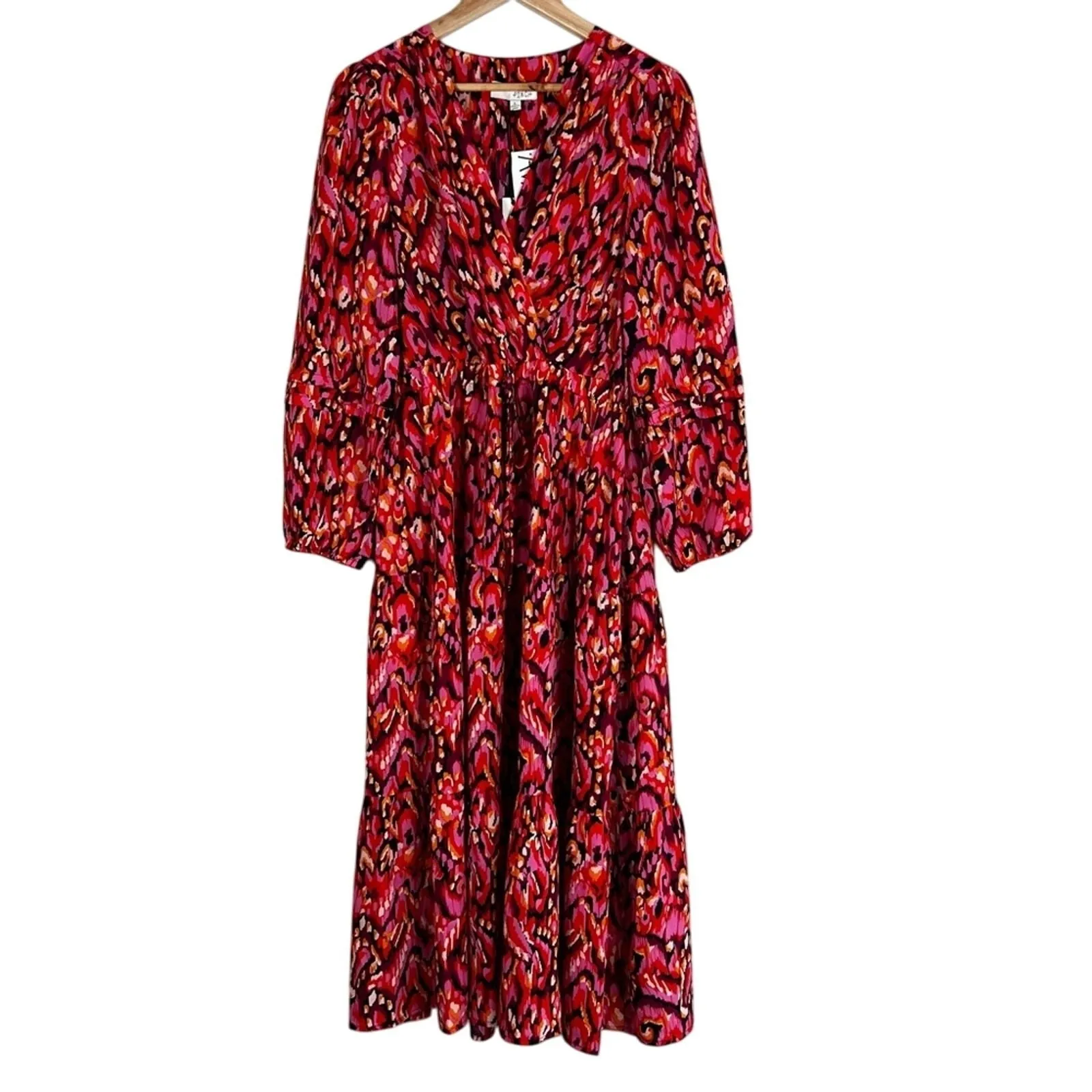 NWT Pinch Valentine's Day Dress Midi Red Pink Long Sleeve Tiered Colorful Size L Size L - Image 2