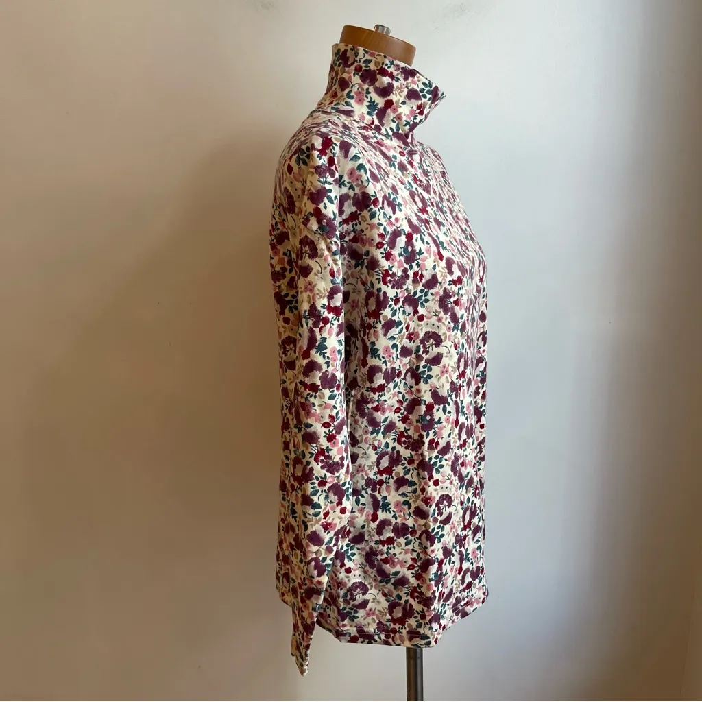 Vintage 80s Eastern Mountain Sports Cotton Turtleneck Floral EMS Pink Large - Image 4
