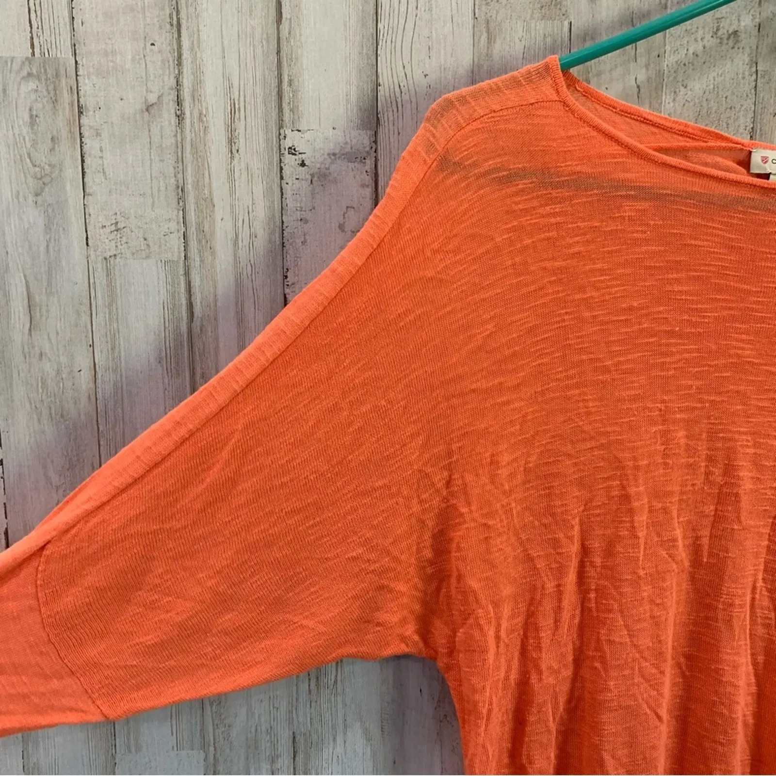 Cremieux Orange Sheer Lightweight Top Drop Shoulder Beachy - Image 2