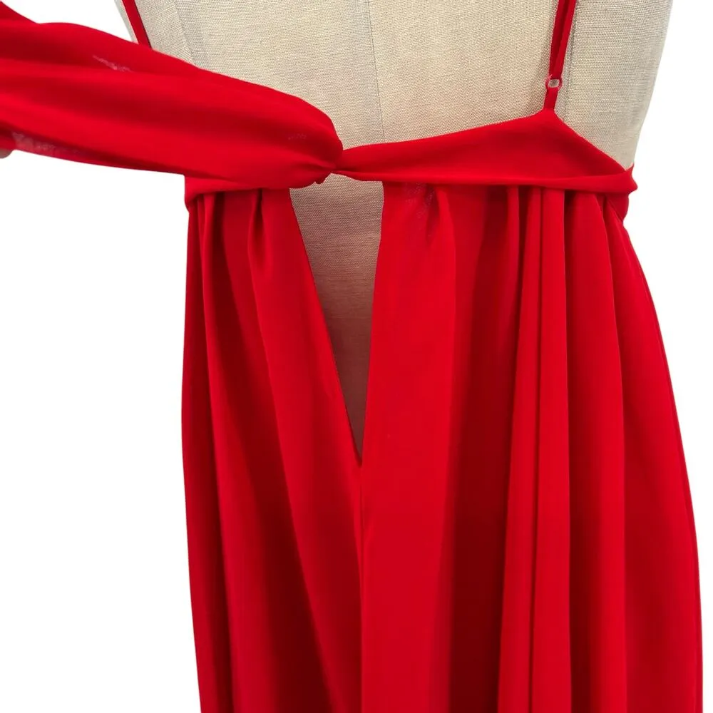 Michael Costello x Revolve Justin Gown Red Maxi Lace Slit Size‎ Large - Image 13